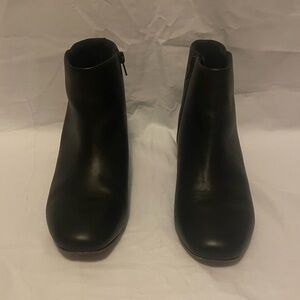 Clarks Leather Black Low Heel Ankle Boots